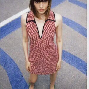 Zara Jacquard Sleeveless Collared Mini Dress - Size Medium (M)
